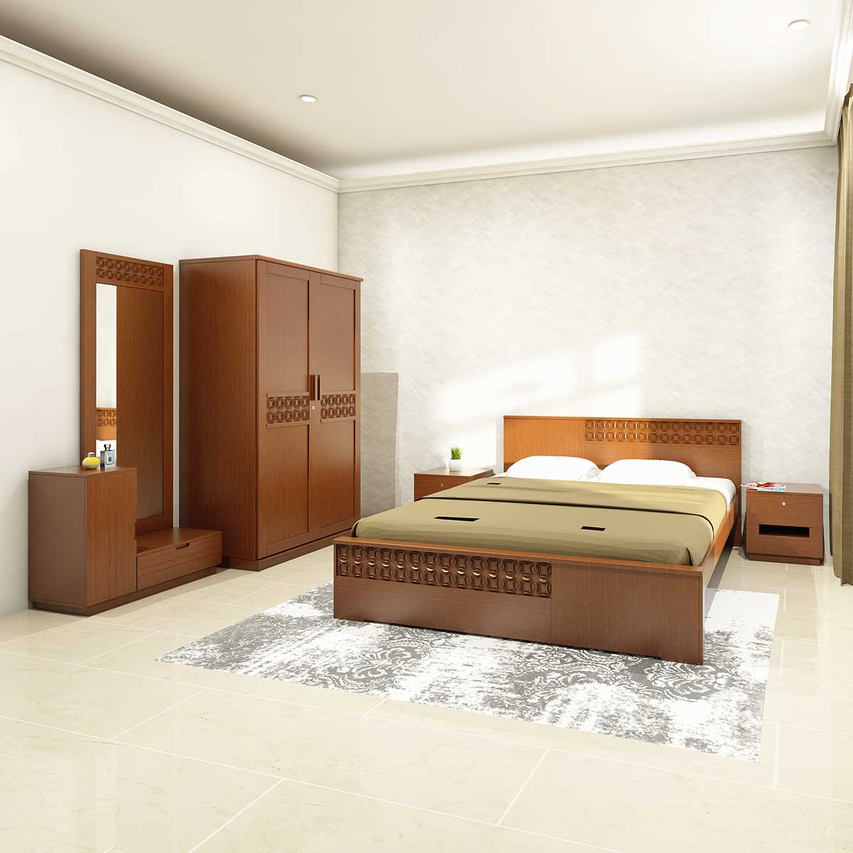 Bed Room Set-10 (Bed-152+Bed Side Table-109+Dressing Table-132+Wardrobe-136)