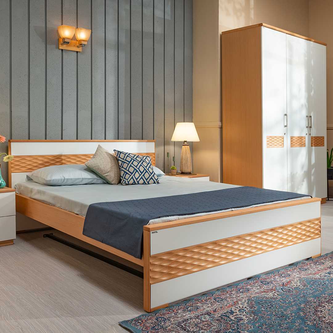 Bed Room Set-12 (Bed-162+Bed Side Table-121+Dressing Table-144+Wardrobe-152)-141SN Color