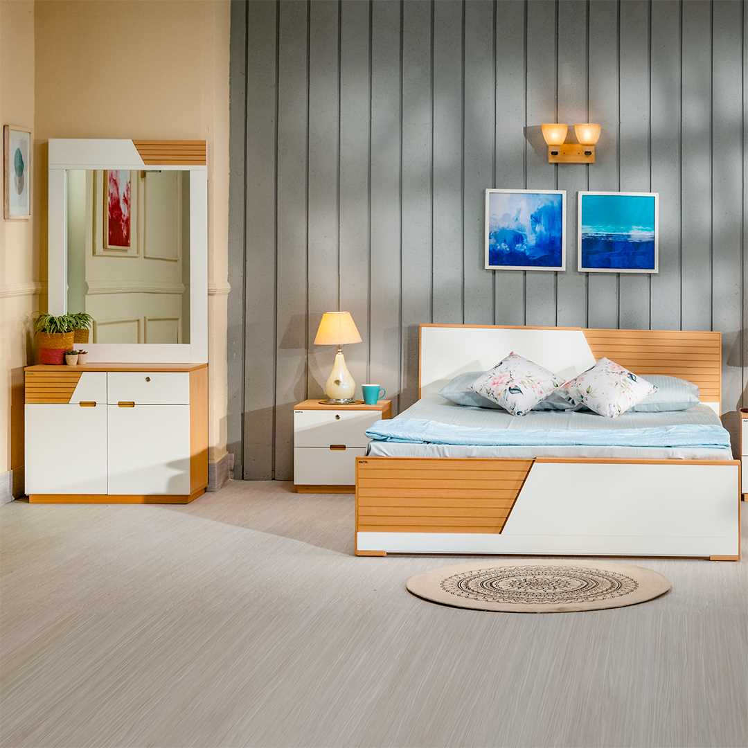 Bed Room Set-13 (Bed-184+Bed Side Table-132+Dressing Table-153+Wardrobe-171)-141SN Color