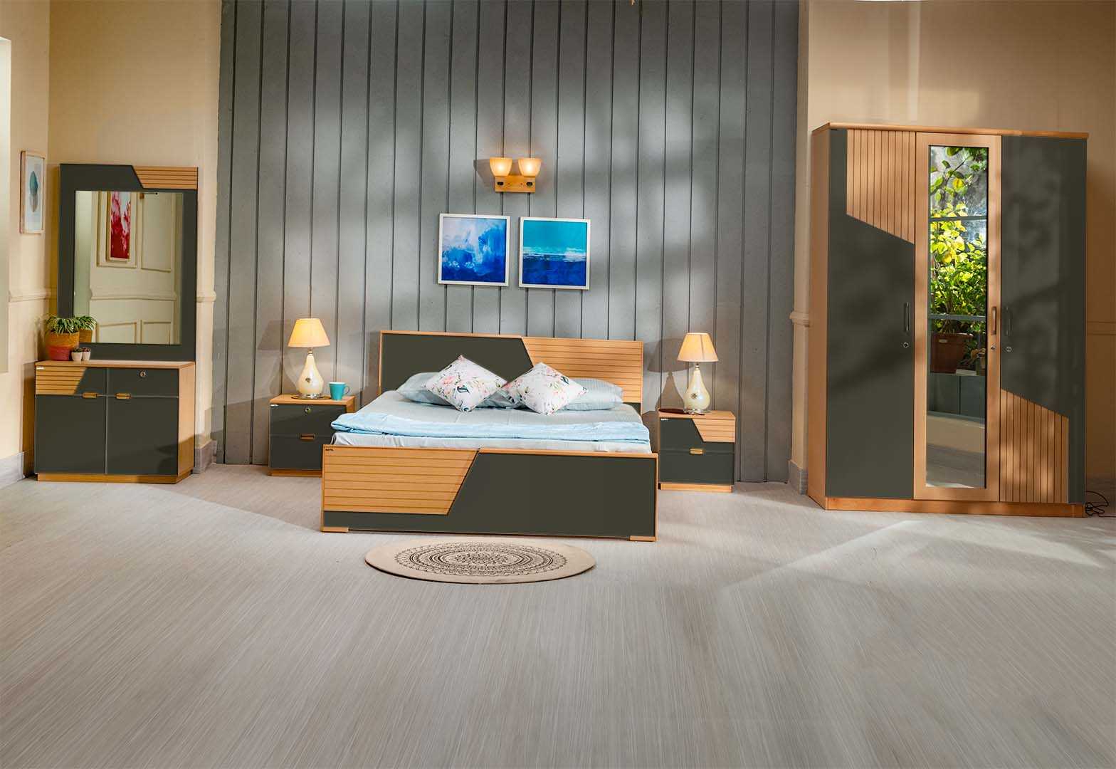 Bed Room Set-16 (Bed-184+Bed Side Table-132+Dressing Table-153+Wardrobe-171)-273SN Color 